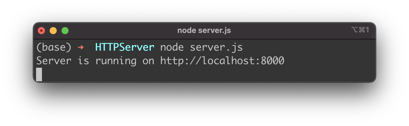 Node.js web server is running on port 8000