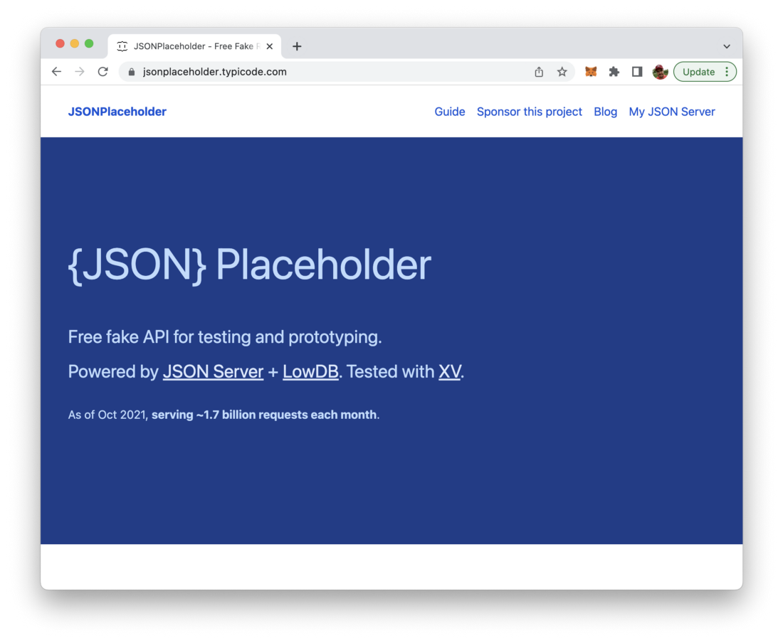Website of the JSONPlaceholder service