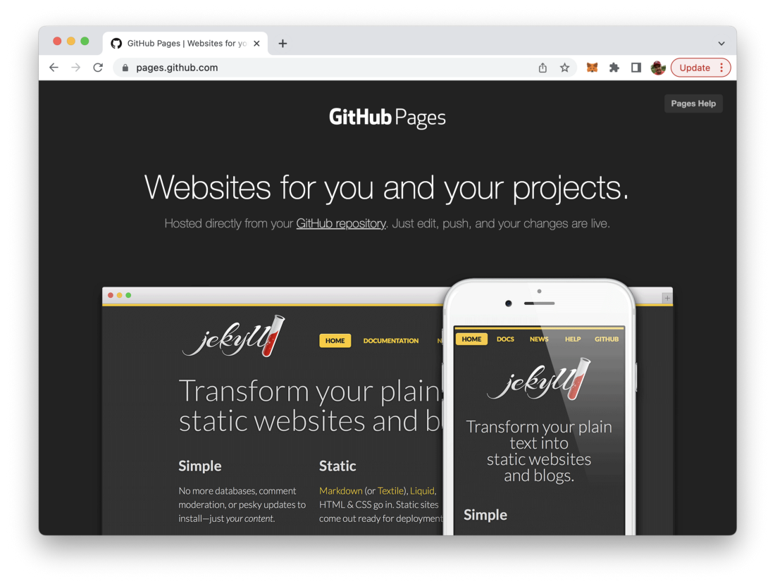 GitHub Pages is a free website hosting service