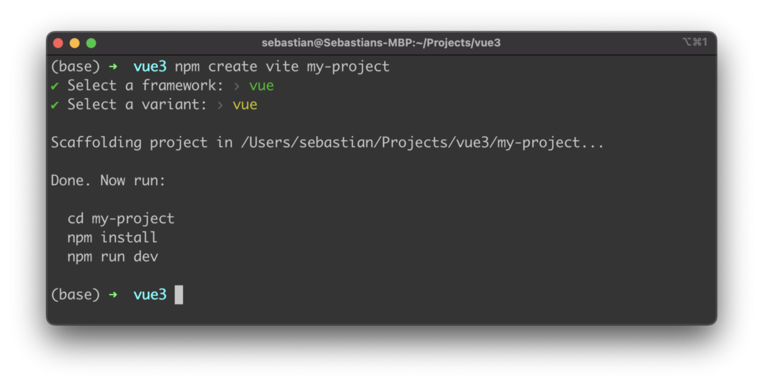Create a new Vue 3 project with Vite
