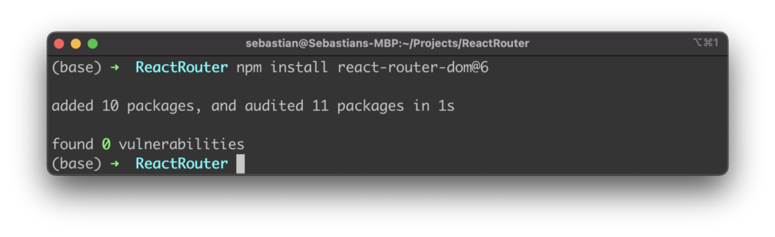 Installing the React Router package