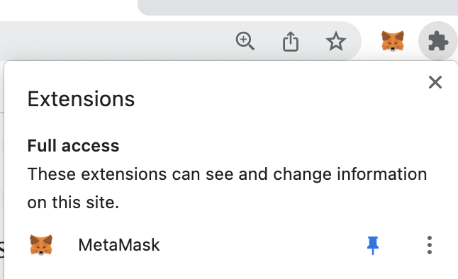 Pin the MetaMask symbol to the extension bar