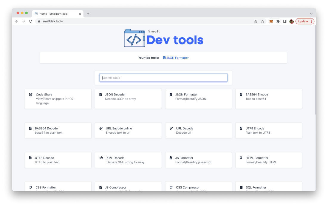 https://smalldev.tools/ a collection of very useful tiny developer tools which can be accessed online