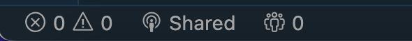 VS Code status bar after signing in for Live Share
