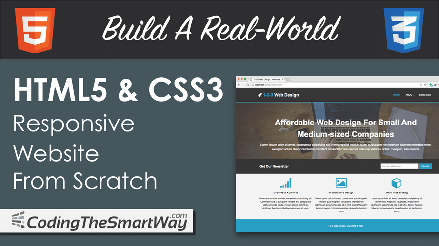 In this tutorial we'll be building a real-world website with pure HTML 5 and CSS 3 which can be used as a template for a web design agency or any other business website.