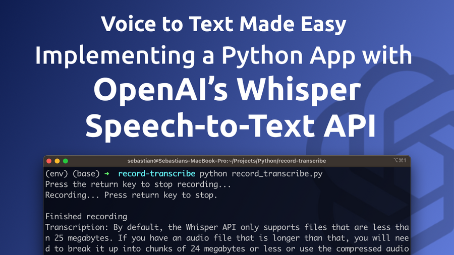 The ability to quickly and accurately convert spoken words into written text has become increasingly important. Whether you're a developer, content creator, or simply someone who wants to save time and effort, a powerful speech-to-text tool can be a game-changer. That's where OpenAI's Whisper Speech-to-Text API comes in, providing a cutting-edge solution to your voice-to-text needs. In this blog post, we will guide you through the process of building a Python app that not only records your voice but also transcribes it instantly using the Whisper API, all in one seamless step.