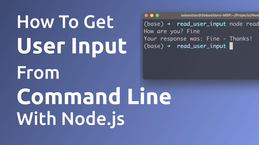 Node.js is an open-source, cross-platform, back-end JavaScript runtime environment that runs on a JavaScript Engine and executes JavaScript code outside a web browse. E.g. you can use Node.js to implement command line tools. In this short tutorial you will learn how to accept user input in Node.js on the command line by using the Node.js standard module readline.