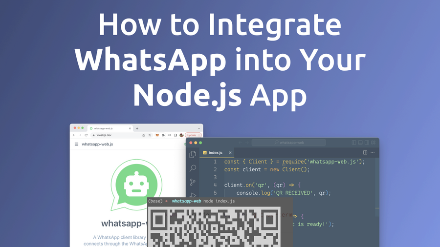 Are you looking for an easy way to control and use WhatsApp within your Node.js application? whatsapp-web.js is a Node.js client library that connects through the WhatsApp Web browser app. In this article you'll find a hand-on tutorial of how to use whatsapp-web.js with Node.